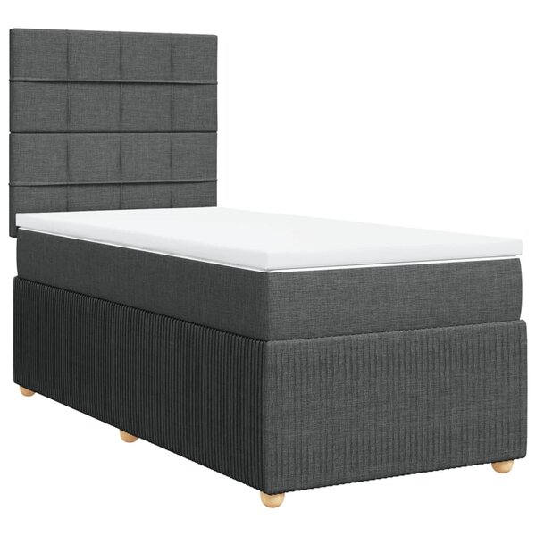 vidaXL Sommier à lattes de lit et matelas Gris foncé 90x190 cm Tissu