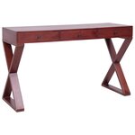 Bureau table poste de travail meuble d'ordinateur informatique étude d'ordinateur 115 x 47 x 77 cm bois d'acajou massif brun 02_0023738