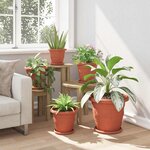 vidaXL Pot à fleurs rond 24 Pièces Rouge brique Ø 26 x 21 5 cm Plastique