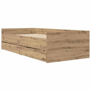 vidaXL Cadre de lit avec tiroir Chêne artisanal 90 x 190 cm Pin massif