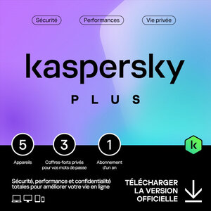 Kaspersky Plus - Licence 1 an - 5 appareils - A télécharger
