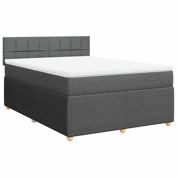 vidaXL Sommier à lattes de lit avec matelas Gris foncé 140x190cm Tissu