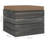 vidaXL Repose-pied palette de jardin avec coussin taupe Bois de pin
