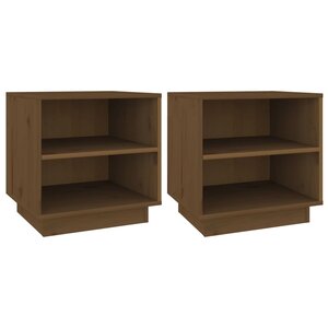 vidaXL Tables de chevet 2Pièces Marron miel 40x34x40cm Bois de pin solide
