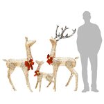vidaXL Décoration de Noël famille de rennes Doré 201 LED