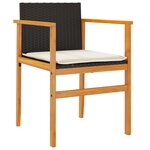 vidaXL Chaises de jardin coussins lot de 2 noir résine tressée et bois