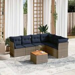 vidaXL Salon de jardin 7 Pièces avec coussins gris résine tressée