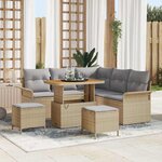 vidaXL Ensemble de canapé de jardin 8 Pièces Beige polyrotin