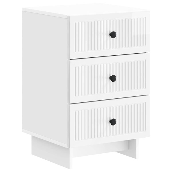 vidaXL Cabinet de chevet avec tiroir Blanc brillant 43 x 41 x 66 5 cm