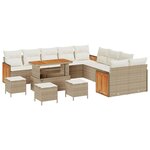 vidaXL Ensemble de canapé de jardin 14 Pièces Beige et crème polyrotin