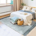 Tapis Terra - 160 x 230 cm - Bandes gris, argent et blanc bandes