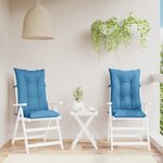 vidaXL Coussins de chaise à dossier haut lot de 2 bleu mélangé tissu