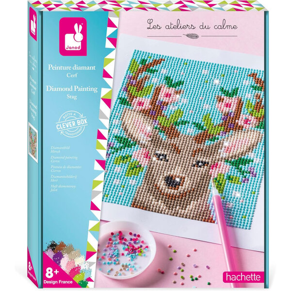 Jeu créatif - Diamond painting - Cerf - Enfant - Dès 8 ans - Janod