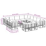vidaXL Ensemble de canapé de jardin 14 Pièces Noir 70 x 70 x 32 cm