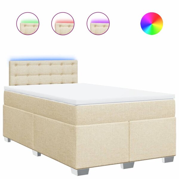 vidaXL Sommier à lattes de lit avec matelas Crème 120x200 cm Tissu