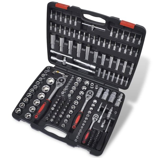 vidaXL Kit de douilles d'entraînement 193 Pièces et outil à cliquet