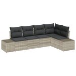vidaXL Ensemble de canapé de jardin 5 Pièces Gris clair polyrotin