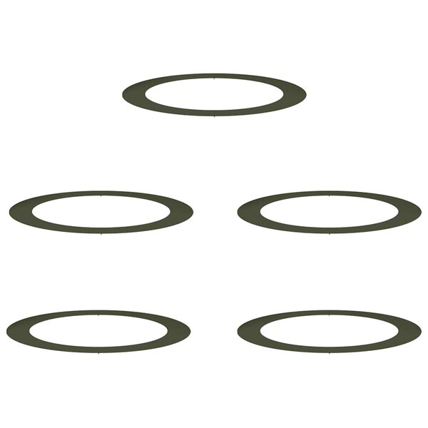 vidaXL Anneaux d'arbre plats 5 Pièces Vert olive Ø90 / 120 cm Acier