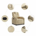 vidaXL Fauteuil inclinable électrique Crème Tissu