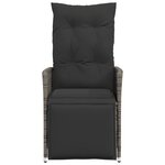 vidaXL Chaise inclinable de jardin avec coussins gris résine tressée