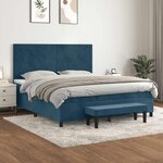 vidaXL Sommier à lattes de lit et matelas Bleu foncé 180x200cm Velours