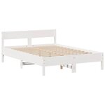 vidaXL Lit bibliothèque sans matelas blanc 160x200 cm bois pin massif