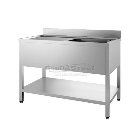 Plonge professionnelle inox - avec etagère démontable - gamme 700 - combisteel -  - acier inoxydable1400x700 x700x850mm