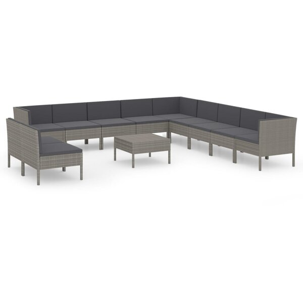 Salon de jardin meuble d'extérieur ensemble de mobilier 12 pièces avec coussins résine tressée gris 02_0015648