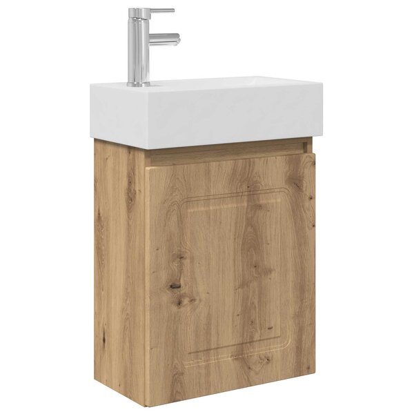 vidaXL Meuble de salle de bain avec robinet Chêne artisanal