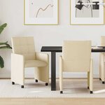 vidaXL Chaises de Salle à Manger avec Roues 2 Pièces Crème tissu