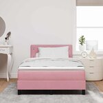 vidaXL Lit à ressort LED avec matelas Rose 120 x 200 cm Velours