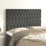 vidaXL Tête de lit Gris foncé 144 x 7 x 118/128 cm Velours