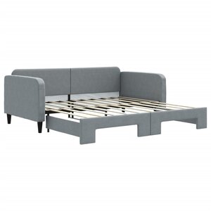 vidaXL Lit de jour avec lit gigogne gris clair 100x190 cm tissu