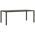 vidaXL Table de jardin dessus en verre Noir 190x90x75cm Résine tressée