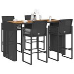 vidaXL Ensemble de bar de jardin 5 Pièces sans coussins noir poly rotin