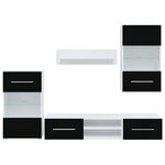 vidaXL Meubles TV avec lumière LED 5 Pièces noir mat bois d'ingénierie