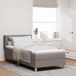 vidaXL Lit à Ressorts avec matelas Taupe 90 x 200 cm tissu