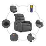 vidaXL Fauteuil inclinable de massage électrique gris similicuir