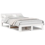 vidaXL Cadre de lit Blanc 135 x 190 cm Bois de pin massif