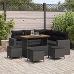 vidaXL Ensemble de canapé de jardin 9 Pièces Noir polyrotin