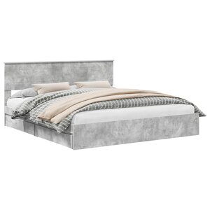 vidaXL Lit de Rangement Gris béton 200 x 200 cm Bois d'ingénierie