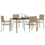 vidaXL Ensemble de salle à manger pour jardin 5 Pièces Beige polyrotin