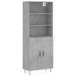 vidaXL Buffet haut Gris béton 69 5x34x180 cm Bois d'ingénierie