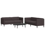 vidaXL Ensemble de canapés 2 Pièces marron foncé tissu