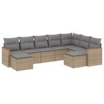 vidaXL Salon de jardin avec coussins 9 Pièces beige résine tressée