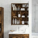 vidaXL Armoire Miroir de Salle de Bain Chêne fumé 40 x 10 5 x 60 5 cm