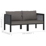Canapé à 2 places avec coussins 136 x 68 x 64 cm résine tressée anthracite 02_0013295