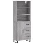 vidaXL Buffet haut Sonoma gris 69 5x34x180 cm Bois d'ingénierie