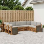 vidaXL Ensemble de canapé d'angle 7 Pièces Naturel et gris clair
