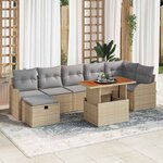 vidaXL Ensemble de canapé de jardin 8 Pièces Beige Poly rotin